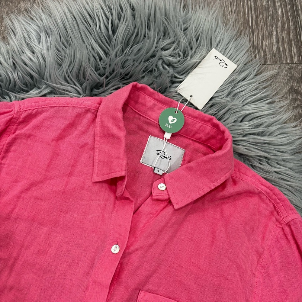RAILS Ellis button down cotton gauze blouse in Malibu pink - small NWT - Picture 3 of 9